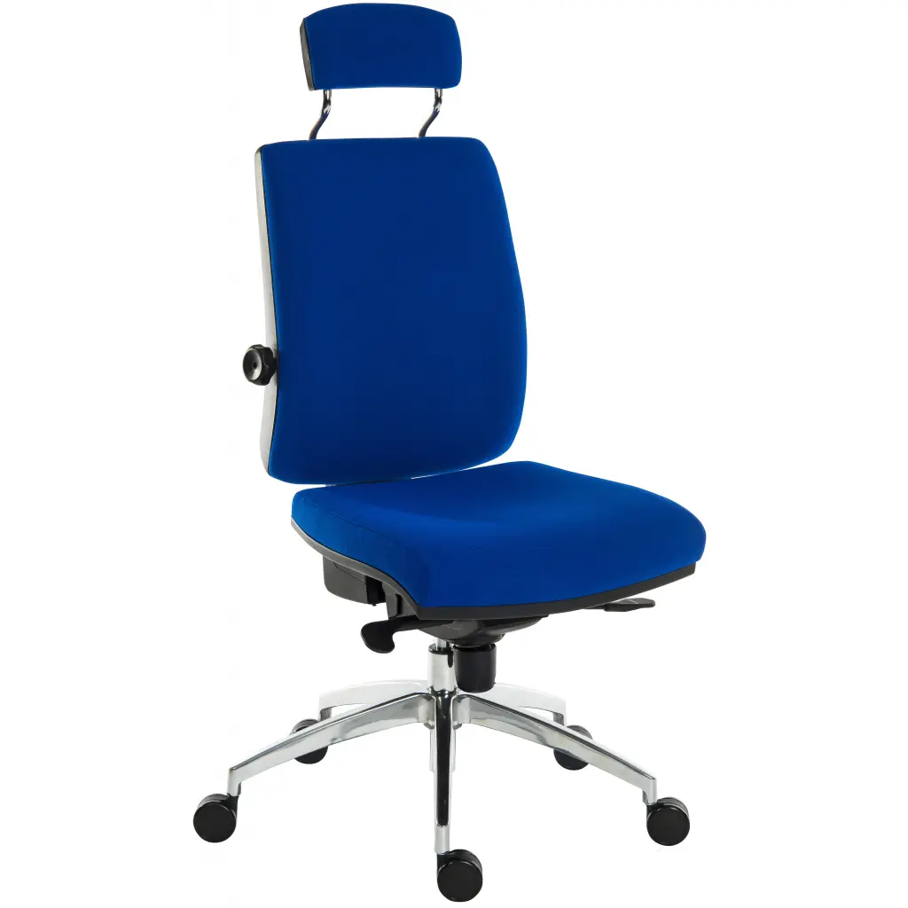 Teknik Office Ergo Plus Ergonomic Executive Operator Office Chair With Headrest and Premier Base Blue - Certified For 24 Hour Use - 9700BLU/R530