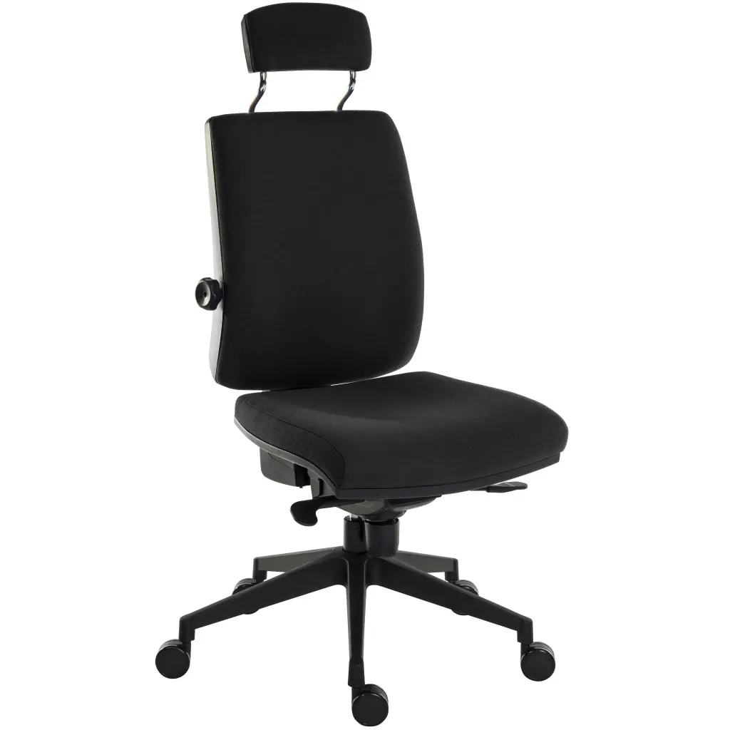 Teknik Office Ergo Plus Ergonomic Executive Operator Office Chair With Headrest and Ultra Base Black - Certified For 24 Hour Use - 9700BLK/R520