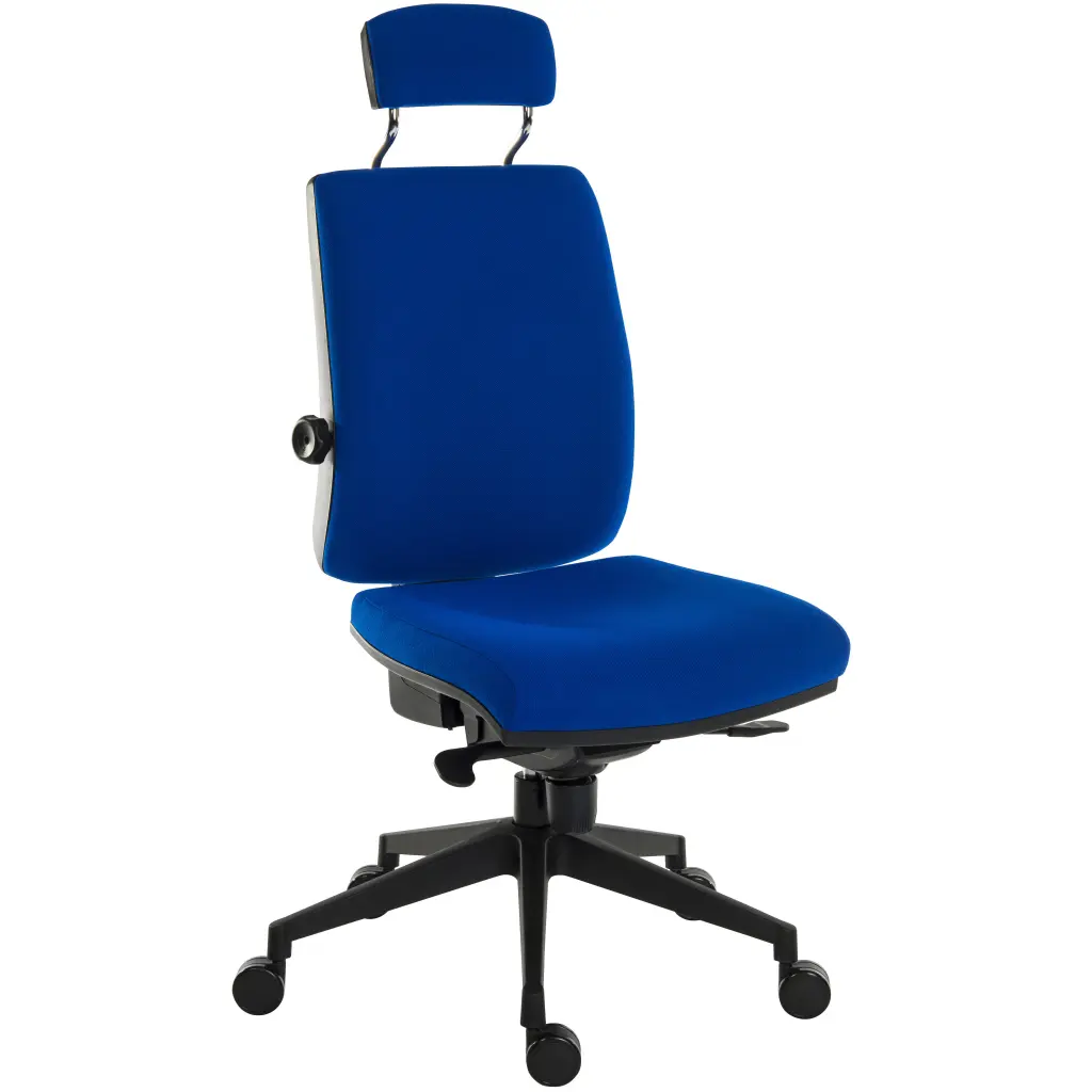 Teknik Office Ergo Plus Ergonomic Executive Operator Office Chair With Headrest and Ultra Base Blue - Certified For 24 Hour Use - 9700BLU/R520