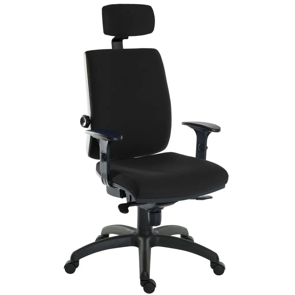 Teknik Office Ergo Plus Ergonomic Executive Operator Office Chair With Headrest and Comfort Adjustable Arms Black - Certified For 24 Hour Use - 9700BL