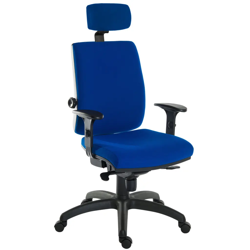 Teknik Office Ergo Plus Ergonomic Executive Operator Office Chair With Headrest and Comfort Adjustable Arms Blue - Certified For 24 Hour Use - 9700BLU