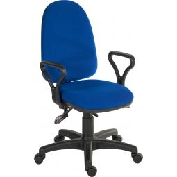 Ergo Trio Ergonomic High Back Fabric Operator Office Chair with Fixed Arms Blue - 2901BLU/0288