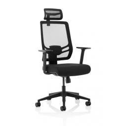 Ergo Twist Chair Black Fabric Seat Mesh Back with Headrest KC0298