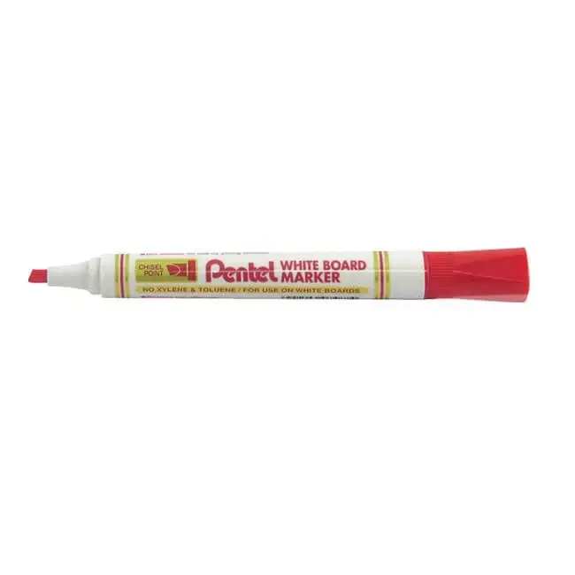 Pentel Everyday Drywipe Marker Chisel Tip  Line Width 4.5mm - 1.8mm Red (Pack 12) - MW86-BE