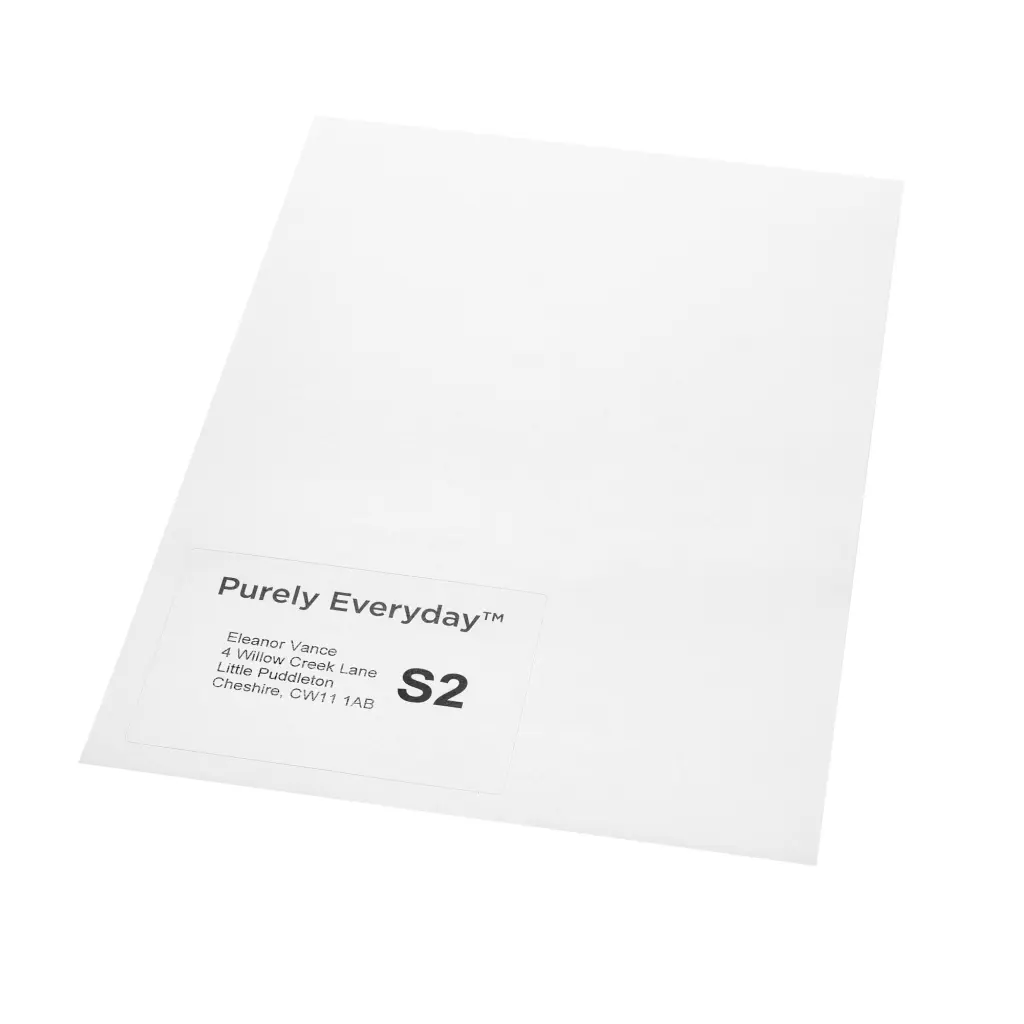 Purely Everyday A4 Single Integrated Label S2 One Integral Hotmelt Label 110 x 76mm White (Pack 1000)
