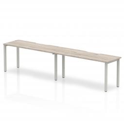 Dynamic Evolve Plus 1200mm Single Row 2 Person Desk Grey Oak Top Silver Frame BE765