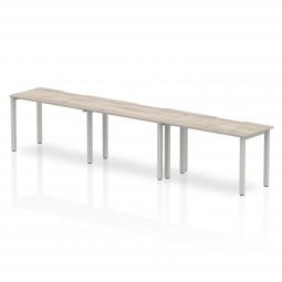 Dynamic Evolve Plus 1200mm Single Row 3 Person Desk Grey Oak Top Silver Frame BE771