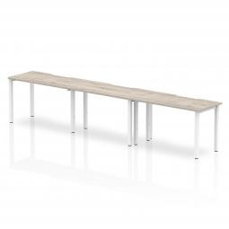 Dynamic Evolve Plus 1200mm Single Row 3 Person Desk Grey Oak Top White Frame BE772