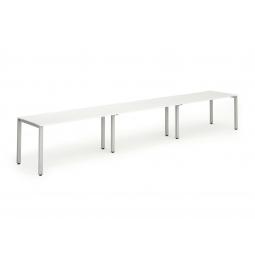 Dynamic Evolve Plus 1200mm Single Row 3 Person Desk White Top Silver Frame BE416