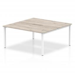 Dynamic Evolve Plus 1200mm B2B 2 Person Desk Grey Oak Top White Frame BE742