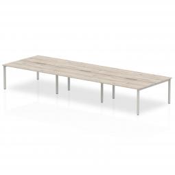 Dynamic Evolve Plus 1200mm B2B 6 Person Desk Grey Oak Top Silver Frame BE753