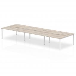 Dynamic Evolve Plus 1200mm B2B 6 Person Desk Grey Oak Top White Frame BE754