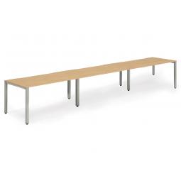 Dynamic Evolve Plus 1400mm Single Row 3 Person Desk Beech Top Silver Frame BE413