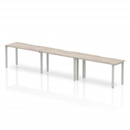 Dynamic Evolve Plus 1400mm Single Row 3 Person Desk Grey Oak Top Silver Frame BE773