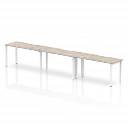 Dynamic Evolve Plus 1400mm Single Row 3 Person Desk Grey Oak Top White Frame BE774