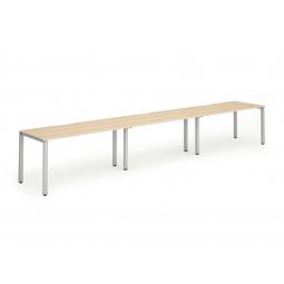 Dynamic Evolve Plus 1400mm Single Row 3 Person Desk Maple Top Silver Frame BE414