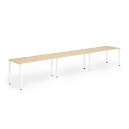 Dynamic Evolve Plus 1400mm Single Row 3 Person Desk Maple Top White Frame BE394