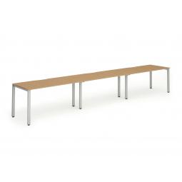 Dynamic Evolve Plus 1400mm Single Row 3 Person Desk Oak Top Silver Frame BE415