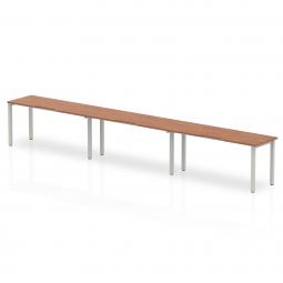 Dynamic Evolve Plus 1400mm Single Row 3 Person Desk Walnut Top Silver Frame BE412