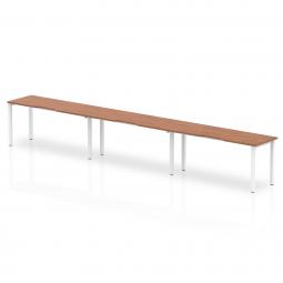 Dynamic Evolve Plus 1400mm Single Row 3 Person Desk Walnut Top White Frame BE392