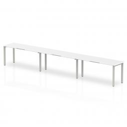 Dynamic Evolve Plus 1400mm Single Row 3 Person Desk White Top Silver Frame BE411