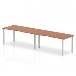 Dynamic Evolve Plus 1600mm Single Row 2 Person Desk Walnut Top Silver Frame BE367