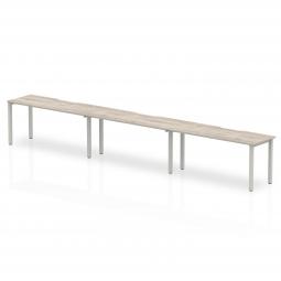 Dynamic Evolve Plus 1600mm Single Row 3 Person Desk Grey Oak Top Silver Frame BE775