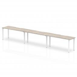 Dynamic Evolve Plus 1600mm Single Row 3 Person Desk Grey Oak Top White Frame BE776