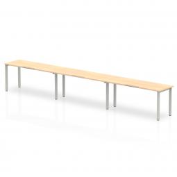 Dynamic Evolve Plus 1600mm Single Row 3 Person Desk Maple Top Silver Frame BE409