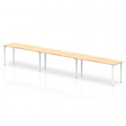 Dynamic Evolve Plus 1600mm Single Row 3 Person Desk Maple Top White Frame BE389