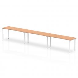 Dynamic Evolve Plus 1600mm Single Row 3 Person Desk Oak Top White Frame BE390