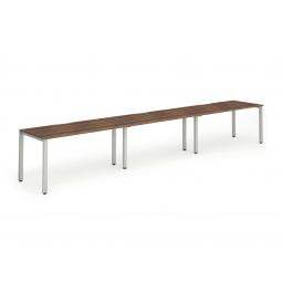 Dynamic Evolve Plus 1600mm Single Row 3 Person Desk Walnut Top Silver Frame BE407