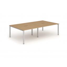 Evolve Plus 1200mm B2B 4 Person Desk Oak Top Silver Frame BE260