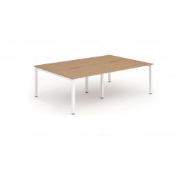 Evolve Plus 1200mm B2B 4 Person Desk Oak Top White Frame BE240