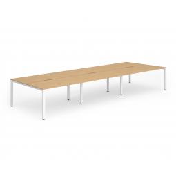 Evolve Plus 1200mm B2B 6 Person Desk Beech Top White Frame BE278