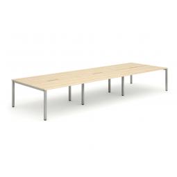 Evolve Plus 1200mm B2B 6 Person Desk Maple Top Silver Frame BE299