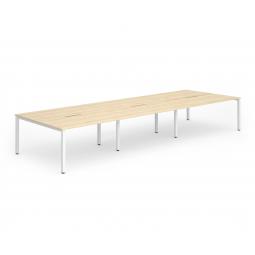 Evolve Plus 1200mm B2B 6 Person Desk Maple Top White Frame BE279