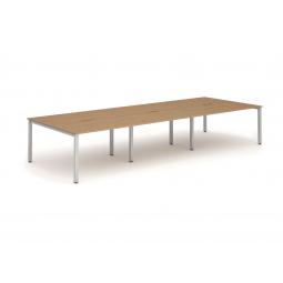 Evolve Plus 1200mm B2B 6 Person Desk Oak Top Silver Frame BE300