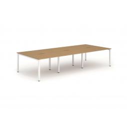 Evolve Plus 1200mm B2B 6 Person Desk Oak Top White Frame BE280