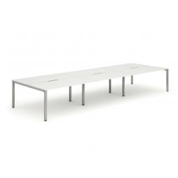 Evolve Plus 1200mm B2B 6 Person Desk White Top Silver Frame BE296