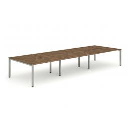 Evolve Plus 1200mm B2B 6 Person Desk Walnut Top Silver Frame BE297