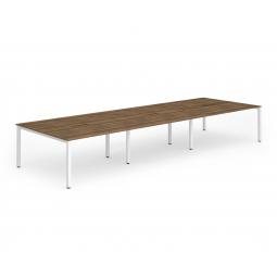 Evolve Plus 1200mm B2B 6 Person Desk Walnut Top White Frame BE277