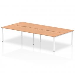 Evolve Plus 1600mm B2B 4 Person Desk Oak Top White Frame BE230