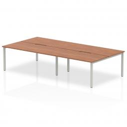 Evolve Plus 1600mm B2B 4 Person Desk Walnut Top Silver Frame BE247