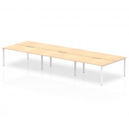 Evolve Plus 1600mm Back to Back 6 Person Desk Maple Top White Frame BE269