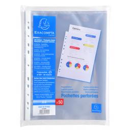 Exacompta Punched Pockets Polypropylene A4 60 micron Clear Pack of 50