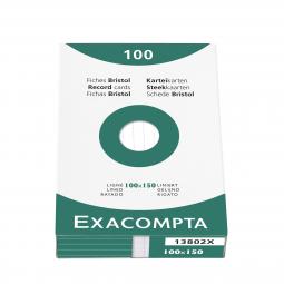 Exacompta Record Cards Lined 100x150mm White 13802X Pack of 100