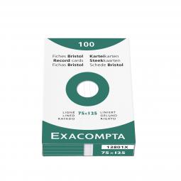 Exacompta Record Cards Lined 75x125mm White 13801X Pack of 125
