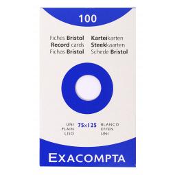 Exacompta Record Cards Plain 75x125mm White 13301E Pack of 100