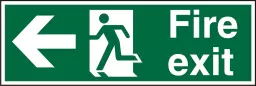 Seco Safe Procedure Safety Sign Fire Exit Man Running and Arrow Pointing Left Semi Rigid Plastic 450 x 150mm - SP120SRP450X150